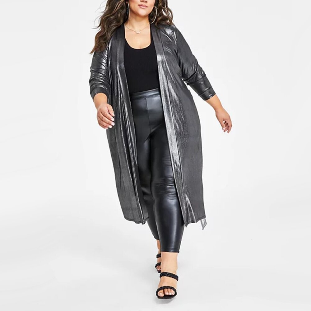 Metallic Silver Longline Cardigan